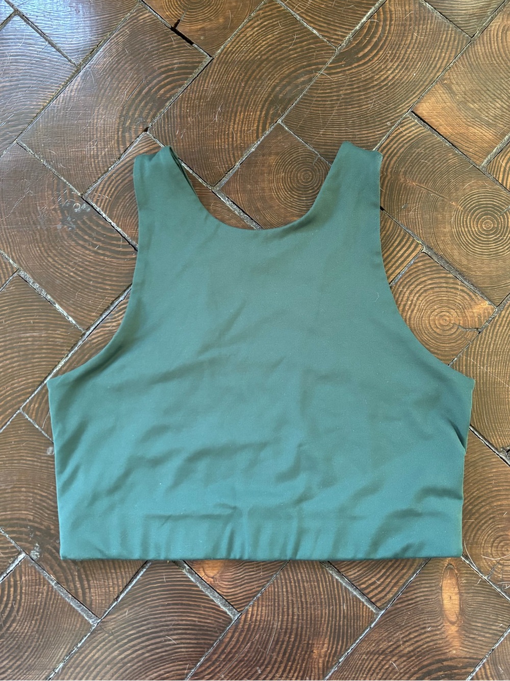 Girlfriend Collective forest green high neck sports bra
